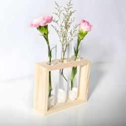 Glass Planter With Wooden Base